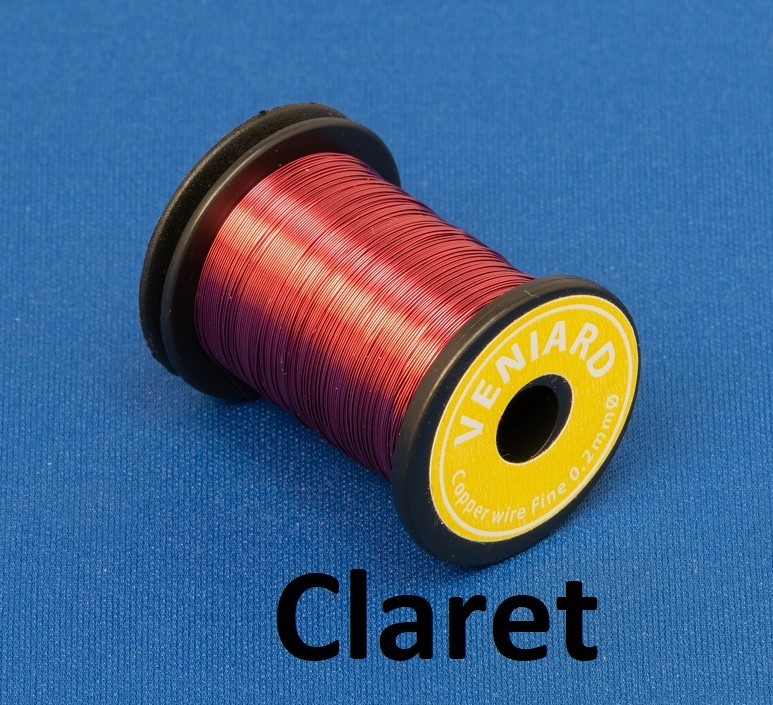 Veniard Coloured Copper Wire Fine 0.2mm Claret Fly Tying Materials